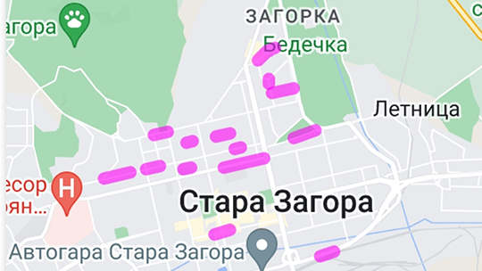 Мобилна карта показва временната организация на движението в Стара Загора
